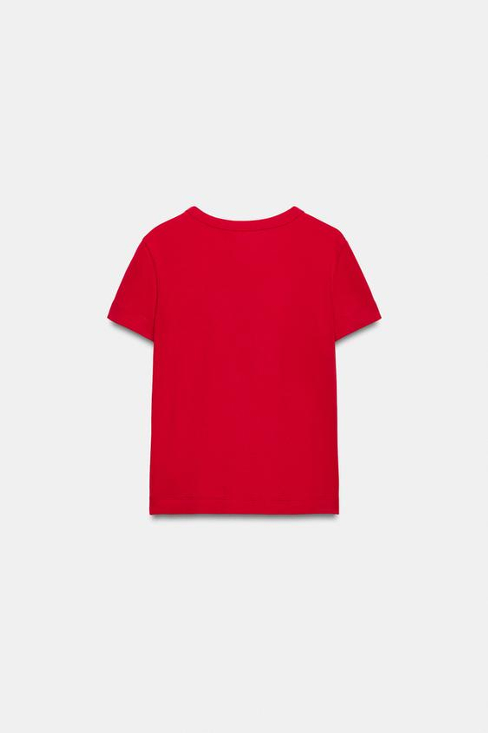 ZARA ФУТБОЛКА INTERLOCK С КОРОТКИМ РУКАВОМ, ЯРКО-КРАСНЫЙ