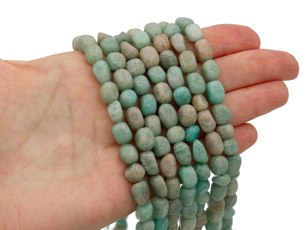 Нить бусин из амазонита 7х9мм (галтовка)