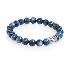 Браслет Денежный импульс из натурального кианита синего с руной Феху из мельхиора