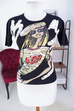 Футболка Gocce с пайетками, маркировка М, визуально 46 размер