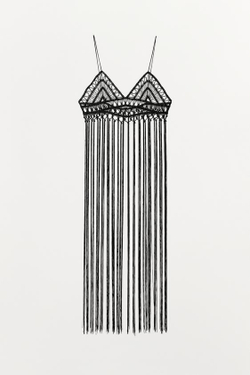 ZARA БЮСТГАЛЬТЕР КРОШЕ С БАХРОМОЙ, ЧЕРНЫЙ