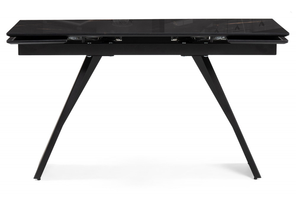 Стол стеклянный Woodville Хорсборо 140(200)х80х79 обсидиан, черный, ножки черные