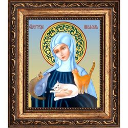 Святая Гертруда Нивельская. Икона на холсте.