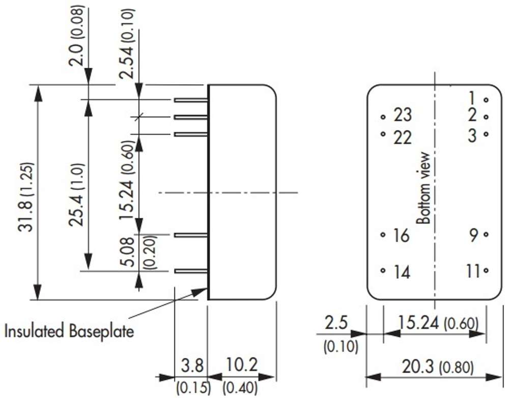 Преобразователь DC-DC модульный TRACO POWER THD 12-2411WI