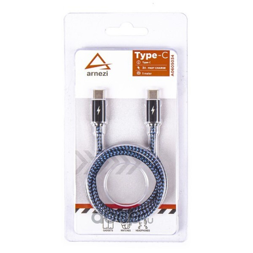 Дата-кабель универ. USB Type-C 1 м, 3А, в оплетке (ARNEZI)