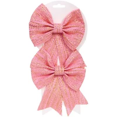Бант на ёлку «Шик» 14*18 см (набор 2 шт), Розовый