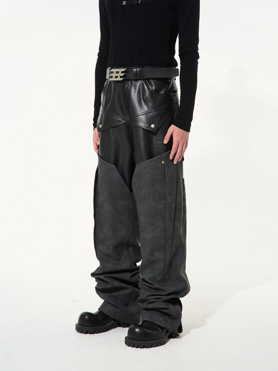 Брюки BLIND "Two-Layered" Deconstructed Leather Pants