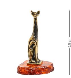 Народные промыслы AM-1923 Фигурка «Кошка» (латунь, янтарь