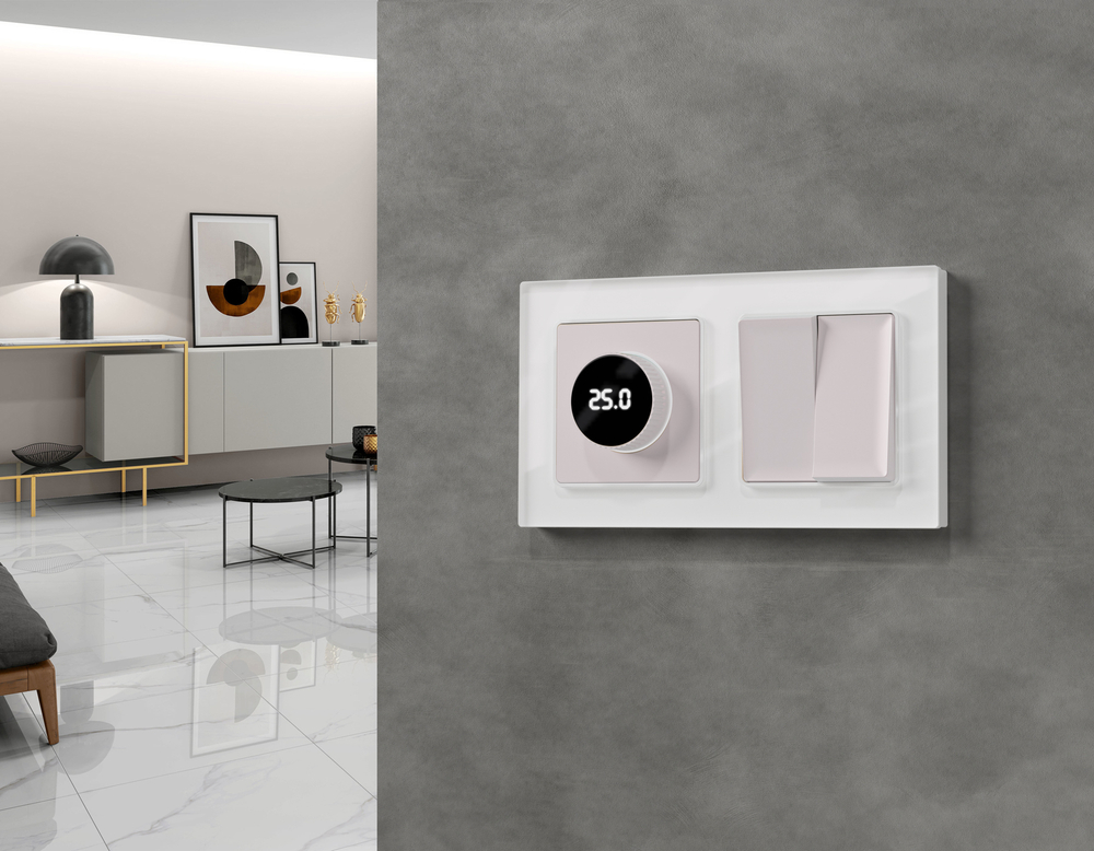 AP2058 Лицевая панель ALFA (Жемчуг) для терморегулятора теплого пола с цифровым дисплеем QUANT