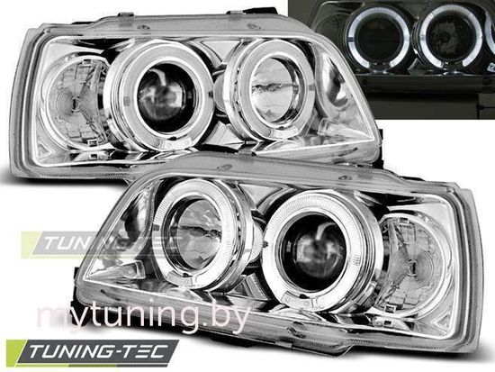 Передние фары Renault Clio 1 angel eyes chrome