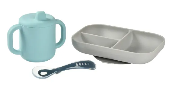 Набор посуды Beaba Coffrey Apprentiss Silicone Blue