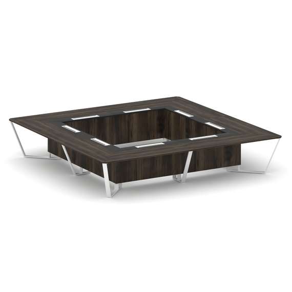 Steel Meet Стол переговорный квадратный KM-PR.B.SP-20K2 Дуб Мали/Графит Глянец/Металл Белый 4000*400