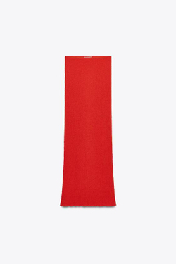 ZARA ДЛИННАЯ ЮБКА С ТЕКСТУРОЙ, КРАСНЫЙ