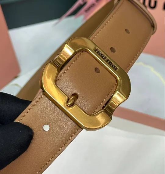 Кожаный ремень Miu Miu, коричневый
