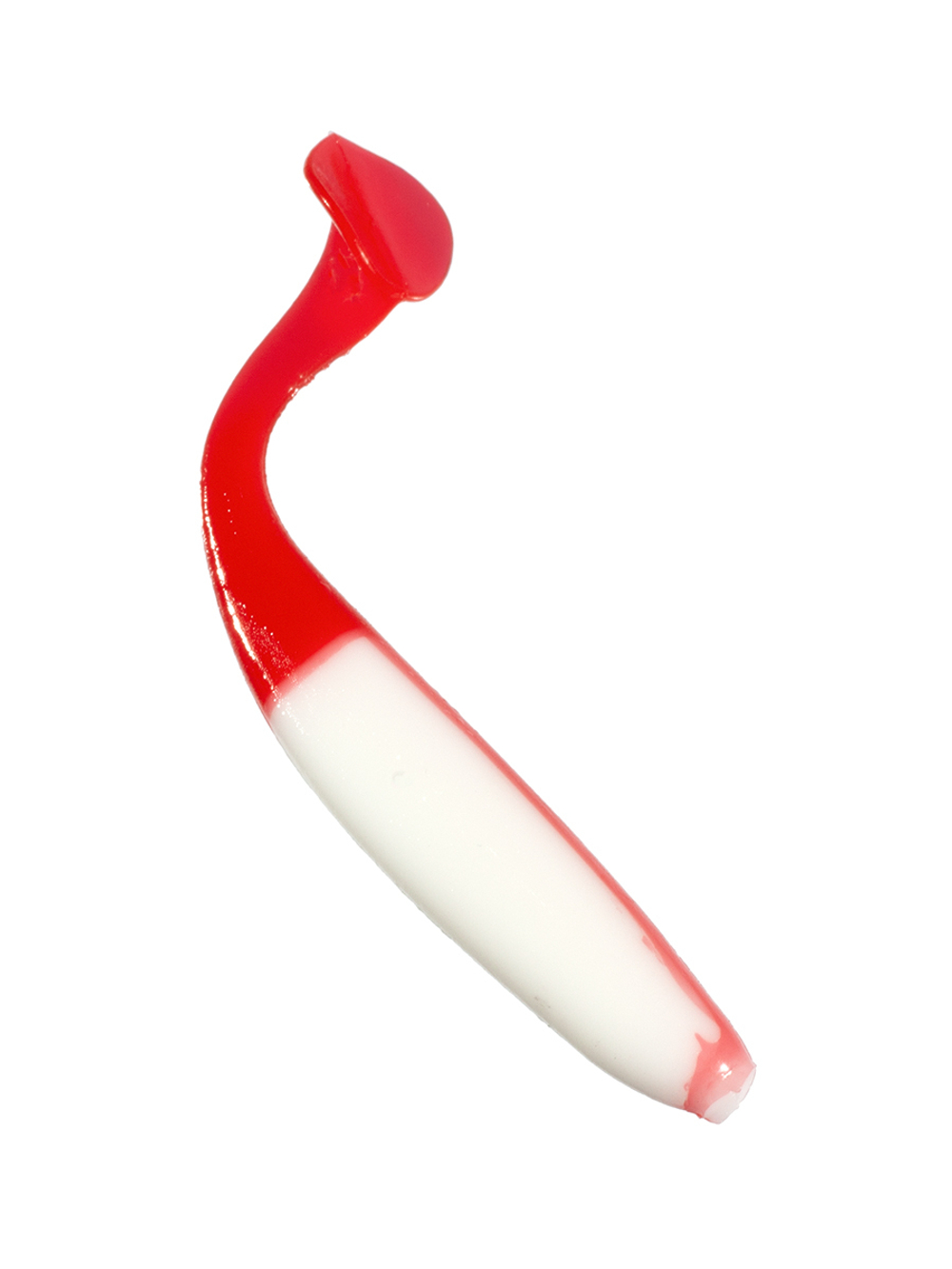 Приманка ZUB-IZI 86мм(3,4")-5шт, (цвет 010) белое тело-красный хвост