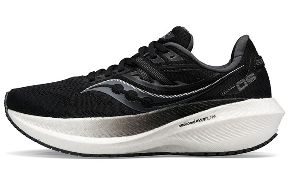 Saucony Triumph 20 sports comfort fabric shock absorption non-slip wear-resistant low-top marathon running shoes men's black and white M wide