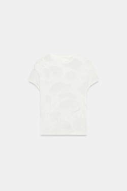 ZARA ФУТБОЛКА С РАЗРЕЗАМИ, ЖЕЛТОВАТО-БЕЛЫЙ