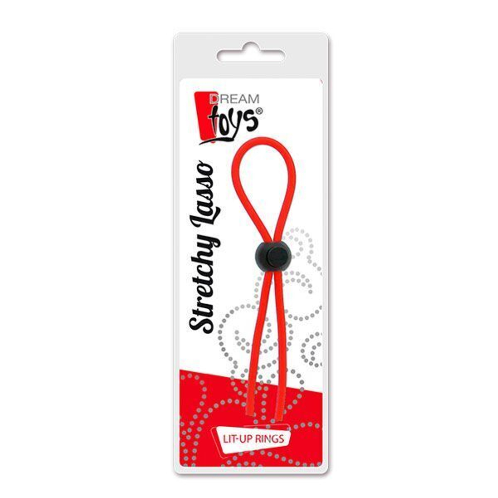 Красное эрекционное лассо с одной бусиной-утяжкой STRETCHY THIN LASSO (Цвет: красный)