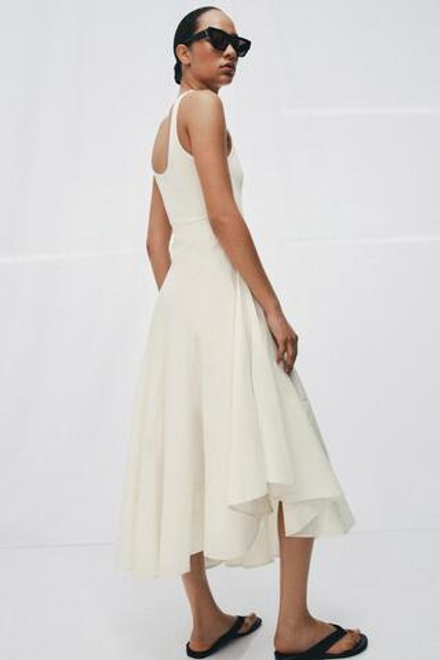 ZARA КОМБИНИРОВАННОЕ ПЛАТЬЕ ГОДЕ, ЭКРЮ