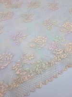 Кружево эластичное бежевое с перламутром К622