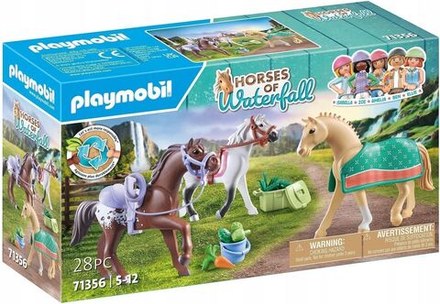 Конструктор Playmobil Horses of Waterfall - 3 лошади: Морган, Квотерхорс и англо-арабская Шагья, интересные приключения по верховой езде Плеймобиль 71356