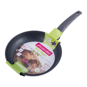 Сковорода 24 см. из кованного алюминия Kamille KM-4122 с антипригарным покрытием PTFE чёрный мрамор