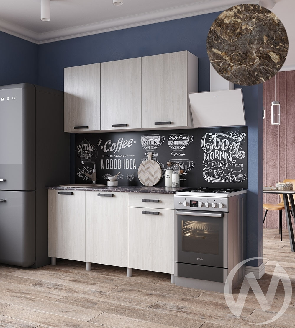 Кухня Элиана 1.5м (корпус белый/ясень анкор светлый) 38мм королевский опал