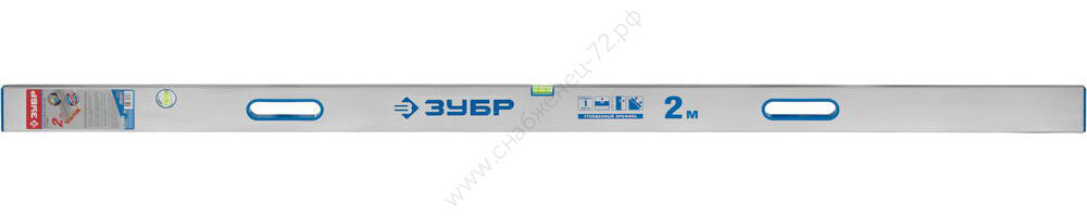 ЗУБР ППУ-Р 2 м, точность 0.5 мм/м, 2 глазка, Правило с уровнем и ручками (1075-2.0)