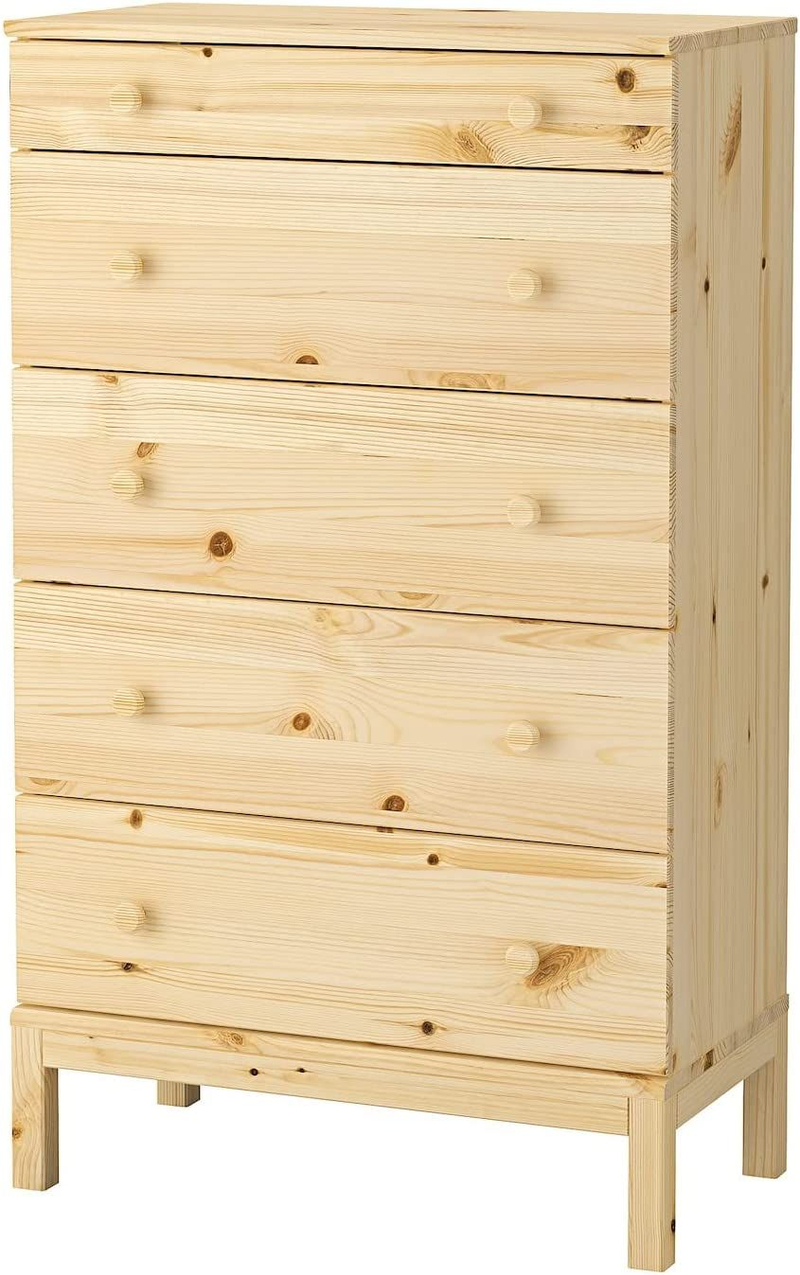 Комод, 76х40х127, Тарва, с 5 ящиками для одежды и игрушек, деревянный, массив сосны, Ikea