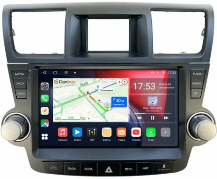 Магнитола для Toyota Highlander 2 2007-2013 XU40 - Canbox 10-1180 Android 10, 8-ядер, SIM-слот (кнопки + крутилки)