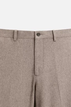 ZARA ШЕРСТЯНЫЕ БРЮКИ С РЕЛЬЕФНЫМ УЗОРОМ, СЕРО-КОРИЧНЕВЫЙ