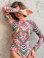 Купальник слитный с рукавом Multicolor Ethnic