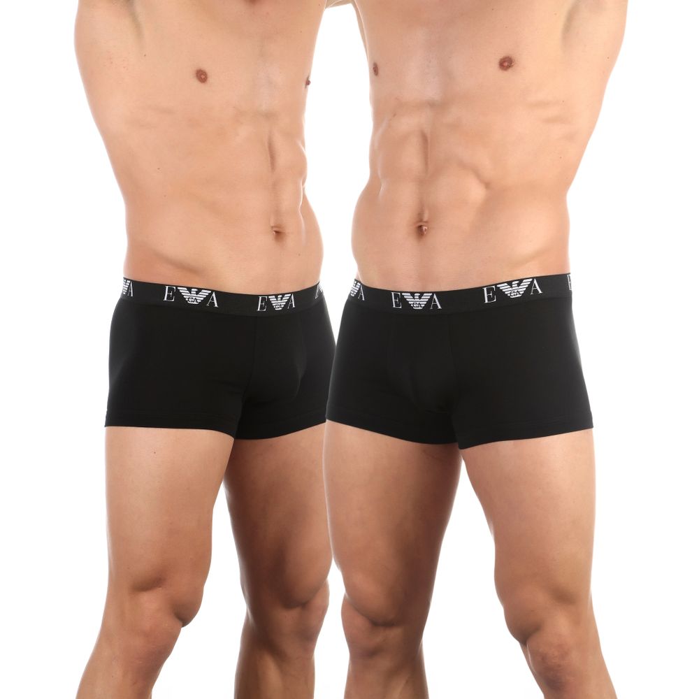 Мужские трусы боксеры черные набор из 2-х штук Emporio Armani 111210_CC715 00020