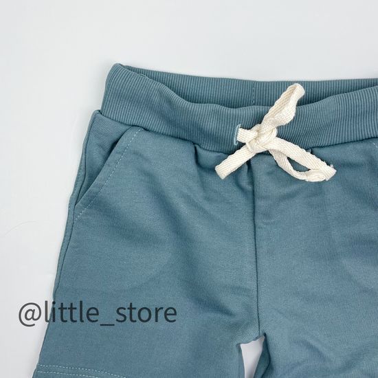 Шорты из футера "One love" Серо-зеленые