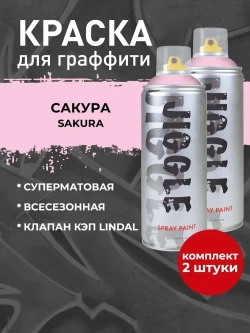 Аэрозольная краска для граффити в баллончике JIGGLE PRO суперматовая, 520 мл, SAKURA / Сакура - 2 шт