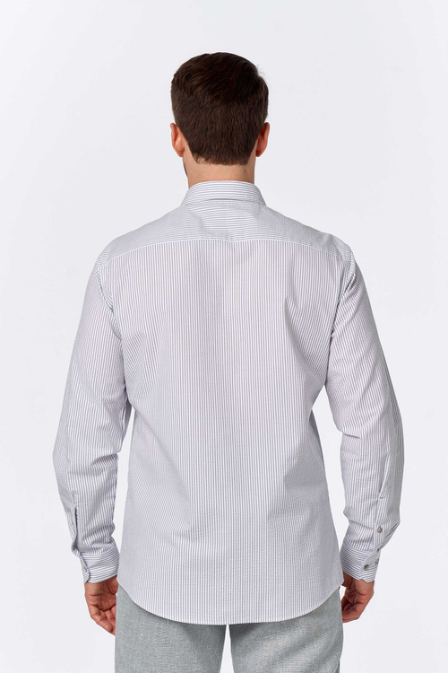 Сорочка мужская VESTER длинный рукав, бело-серая полоска 60216 05