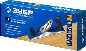 ЗУБР Полуфуганок, 350 х 60 мм, №5, металлический рубанок, Профессионал (18505-35)