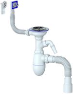 B427 CИФОН ДЛЯ МОЙКИ С ВЫПУСКОМ  3 1/2" на (Ø 40), с ПРЯМ И КРУГЛЫМ ПЕРЕЛИВОМ, С ГИБКИМ СОЕДИНЕНИЕМ