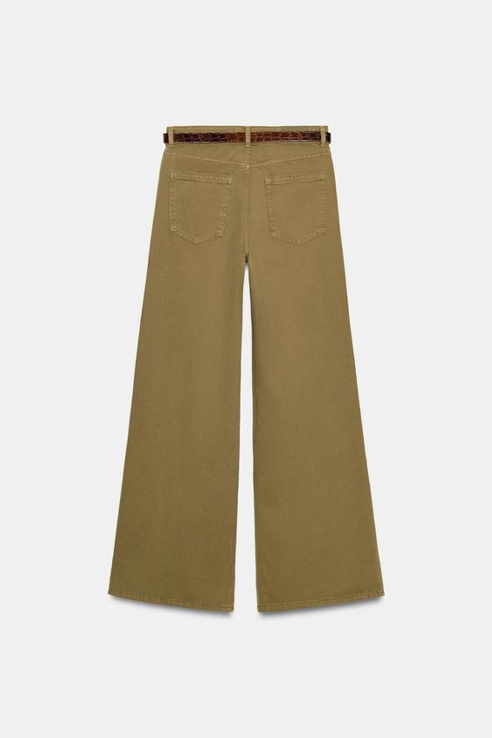 ZARA ШИРОКИЕ ДЖИНСЫ Z1975 С ПОЯСОМ, ХАКИ