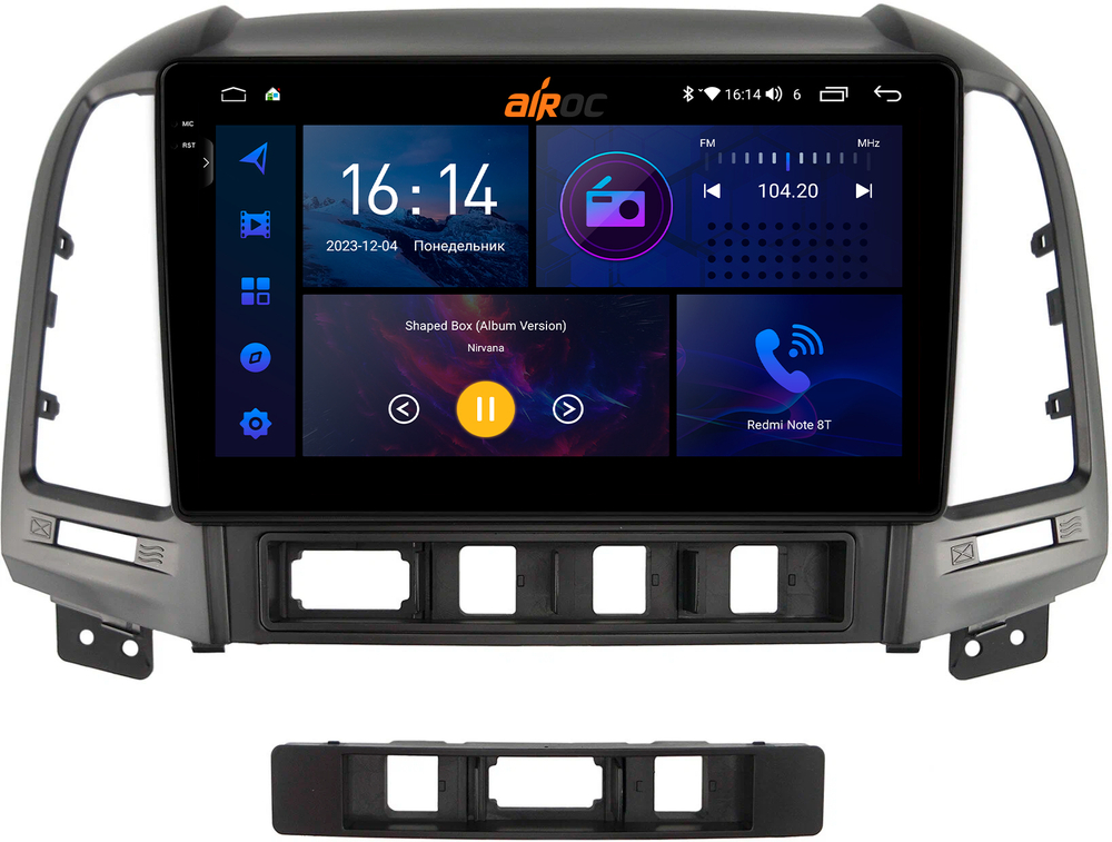 Магнитола для Hyundai Santa Fe 2006-2012 - AIROC 2K RI-2008 Android 12, QLed+2K, ТОП процессор, 8/128Гб, CarPlay, SIM-слот