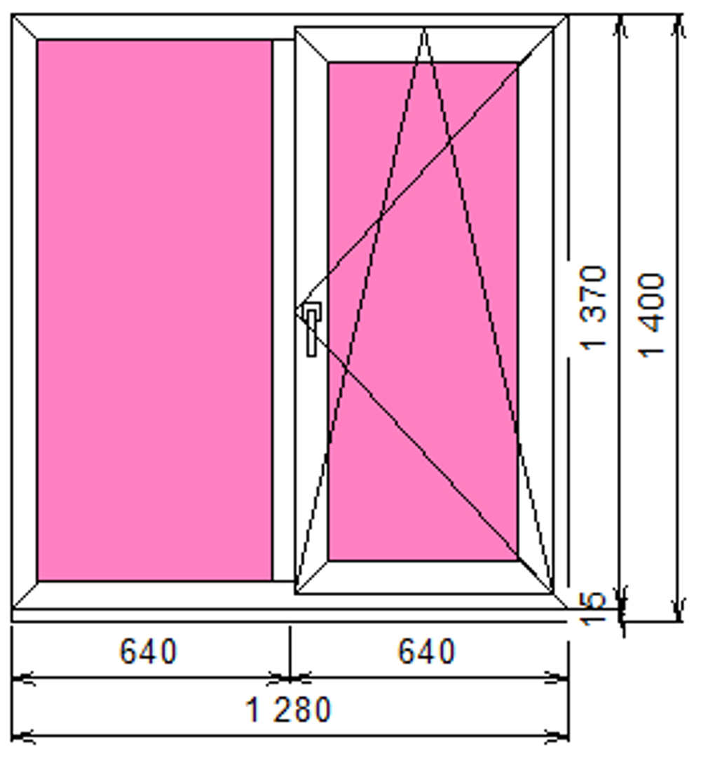 Пластиковое окно 1370 х 1280 ТермА Эко