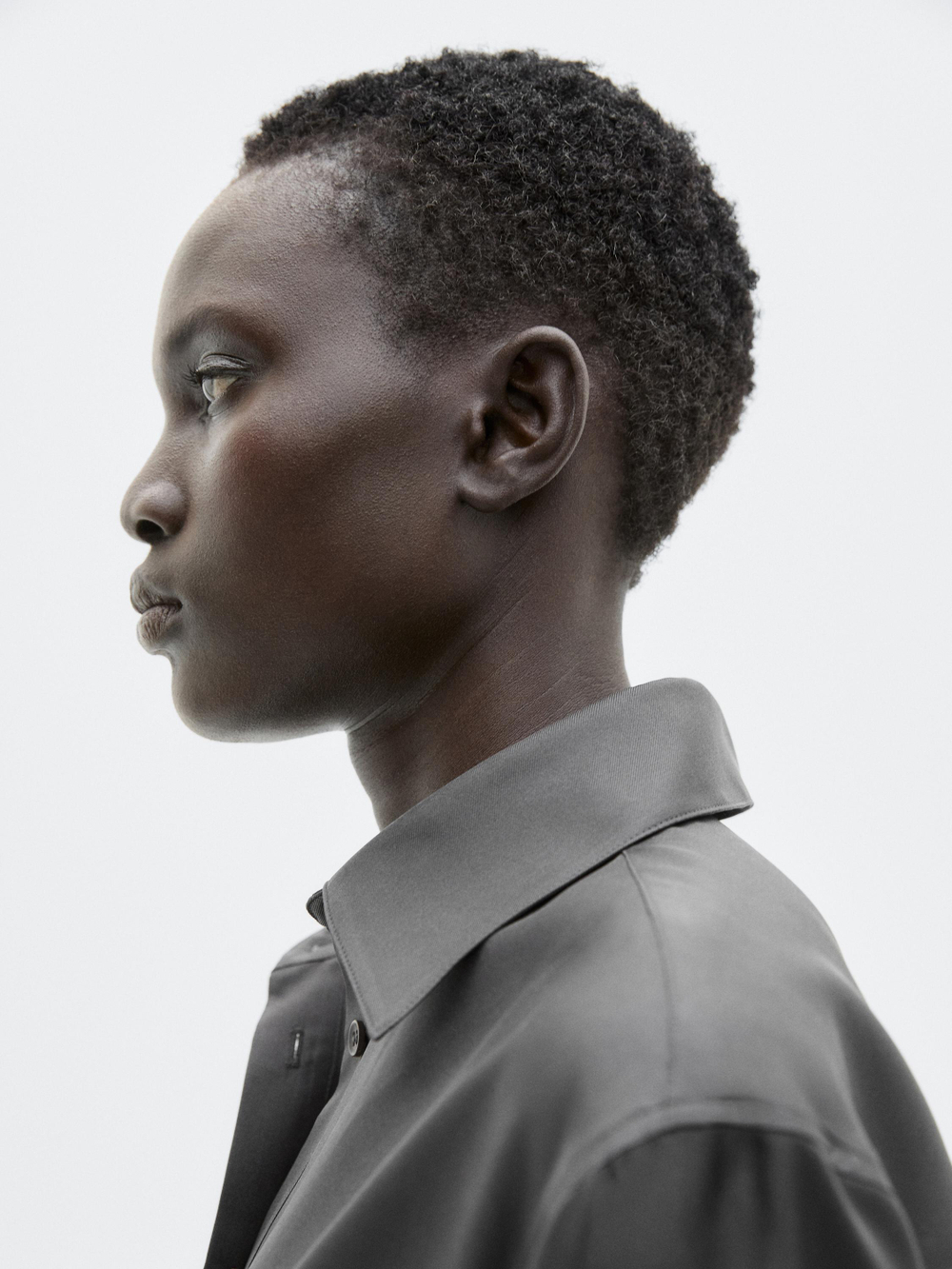 Massimo Dutti Рубашка из 100% шелка - Limited Edition, серый