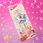 Свеча для торта Цифра Воздушное поздравление «4» 4,5*5,2 см, серебро