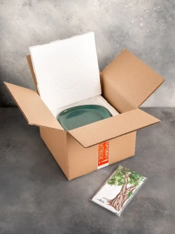 Набор посуды 6 тарелок зелёные треугольные плоские 28 см