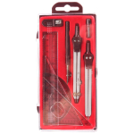 Готовальня 9 предметов: циркуль металл.+грифели, циркуль-измериитель, рейсфедер, точилка, 4 линейки,