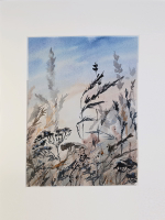 Картина авторская акварельная в паспарту 21х30 см на стену для интерьера "Аромат лета"