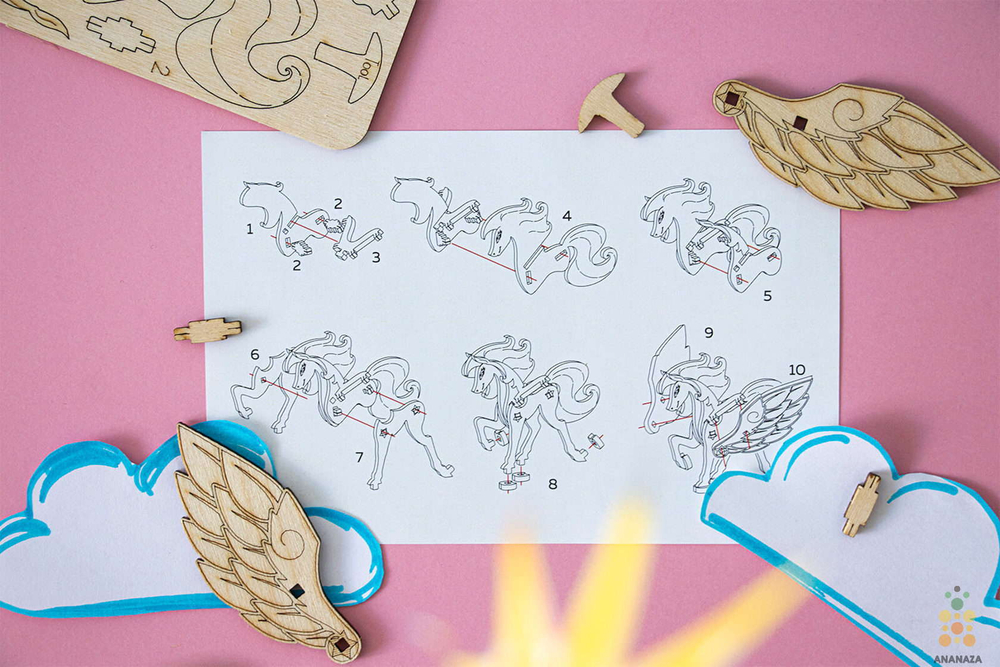 Набор миниатюрных моделей "Для девочек" (UNIWOOD) - Деревянный конструктор, 3D пазл, сборная модель