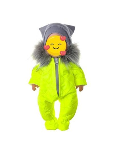 Зимний комбез лимон и шапка для куклы ростом 43 см (986)