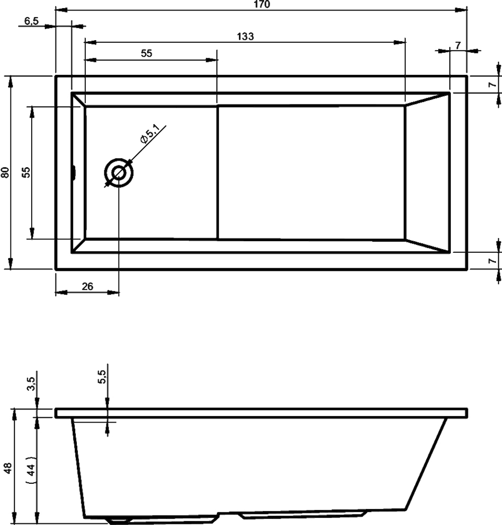 Акриловая ванна Riho LUSSO PLUS 170х80