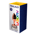 Золотистая анальная пробка 7см с прозрачным кристаллом Cnex Wooomy Tralalo Rose Gold Metal Plug Small White